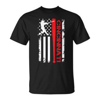 Vintage Cincinnati Baseball American Us Flag T-Shirt | Mazezy DE