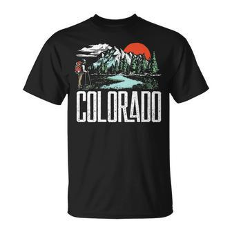 Vintage Colorado Hiking Retro Mountain Backpacker Graphic Pullover T-Shirt | Mazezy