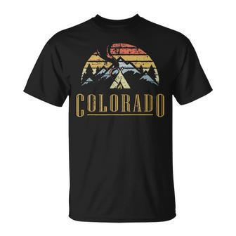 Vintage Colorado Mountains Camping Campfire Retro T-Shirt | Mazezy