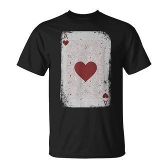 Vintage Distressed Ace Of Hearts Poker Playing Card T-Shirt - Monsterry AU