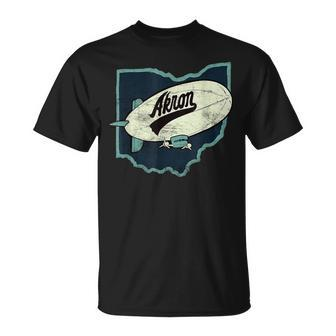 Vintage Distressed Akron Blimp Ohio Map T-Shirt - Seseable