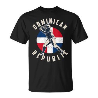 Vintage Dominican Baseball Batter Dominican Republic Flag T-Shirt - Monsterry AU