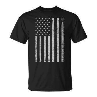 Vintage Drum Drummer Usa American Flag T-Shirt | Mazezy