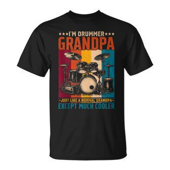 Vintage Drummer Grandpa Drumming Grandfather Father's Day T-Shirt - Thegiftio UK
