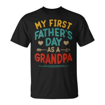 Vintage My First Father's Day As A Grandpa Father's Day T-Shirt - Seseable