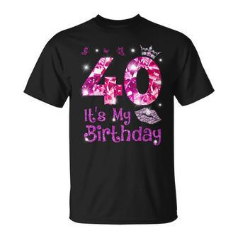Vintage Happy 40 It's My Birthday Crown Lips 40Th Birthday T-Shirt - Monsterry UK