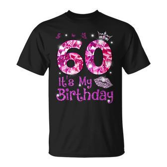 Vintage Happy 60 It's My Birthday Crown Lips 60Th Birthday T-Shirt - Monsterry UK