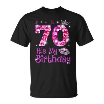 Vintage Happy 70 It's My Birthday Crown Lips 70Th Birthday T-Shirt - Monsterry DE
