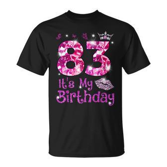 Vintage Happy 83 It's My Birthday Crown Lips 83Rd Birthday T-Shirt | Seseable CA