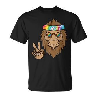 Vintage Hippie Tie Dye Peace Sign Symbol Sasquatch Bigfoot T-Shirt - Monsterry AU