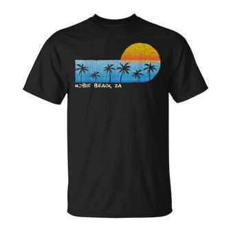 Vintage Hobie Beach Za Palm Trees & Sunset Beach T-Shirt - Monsterry