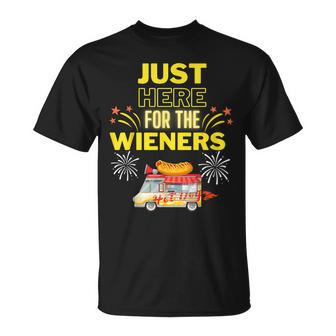 Vintage Hot Dog 4Th Of July I'm Just Here For The Wieners T-Shirt - Monsterry