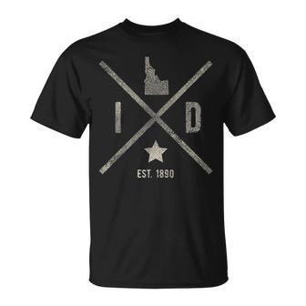 Vintage Idaho Home State Outline Id Map Silhouette T-Shirt - Monsterry DE