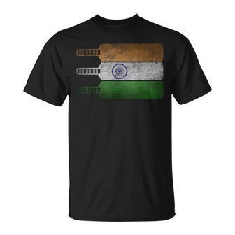 Vintage Indian Cricket Lover Print Swaraj Tiranga India Flag T-Shirt - Monsterry DE