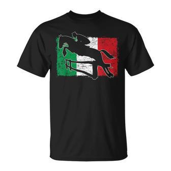 Vintage Italian Flag Italy Horse Jumping Equestrian T-Shirt - Monsterry DE