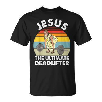Vintage Jesus The Ultimate Deadlifter Gym Bodybuliding T-Shirt | Mazezy