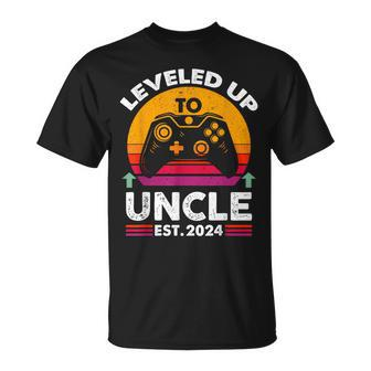 Vintage Leveled Up To Uncle Est 2024 Promoted To Uncle 2024 T-Shirt - Thegiftio UK
