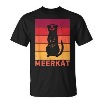 Vintage Meerkat Sunset Zoo Animal Silhouette Meerkat Lovers T-Shirt - Monsterry