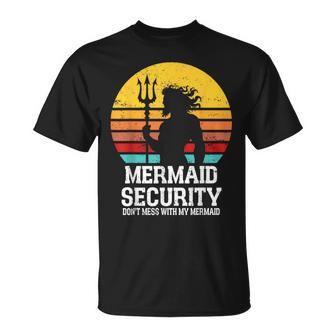 Vintage Mermaid Security Mermaid Birthday Merdad Father' Day T-Shirt - Seseable