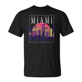 Vintage Miami Florida Cityscape Retro Graphic T-Shirt - Monsterry