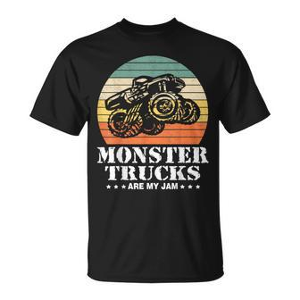 Vintage Monster Truck Are My Jam Retro Sunset Cool Engines T-Shirt - Seseable