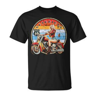 Vintage Motorbike Sexy Pin-Up Biker T-Shirt - Monsterry