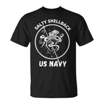 Vintage Navy Salty Shellback Kraken T-Shirt - Monsterry UK