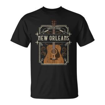 Vintage New Orleans Country Music Guitar Player Souvenirs T-Shirt - Thegiftio UK