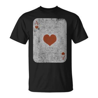 Vintage Poker Playing Cards Ace Of Hearts T-Shirt - Monsterry UK