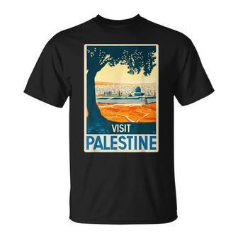 Vintage Poster Middle East T Art-Visit Palestine T-Shirt - Thegiftio UK