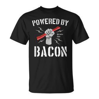 Vintage Powered By Bacon Life Tastes Better T-Shirt - Monsterry