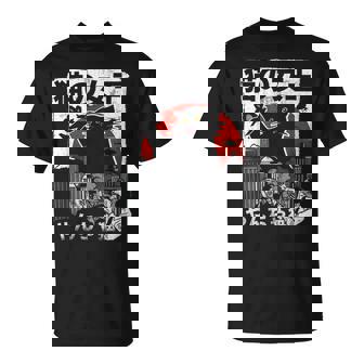 Vintage Queen Of Cats Black Monster Cat Japan Aesthetic T-Shirt - Thegiftio