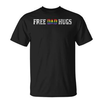 Vintage Rainbow Pride Free Dad Hugs Family Gay Lgbtq Father T-Shirt - Monsterry DE