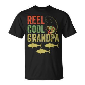Vintage Reel Cool Grandpa Father's Day Grandfather Fishing T-Shirt - Seseable
