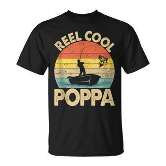 Vintage Reel Cool Poppa Fishing Father's Day Fisherman T-Shirt - Thegiftio UK