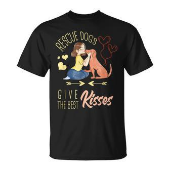 Vintage Rescue Dogs Give The Best Kisses Adopted Dog Lovers T-Shirt - Monsterry