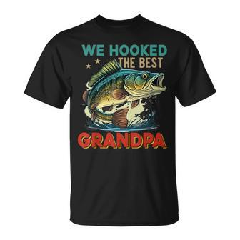 Vintage Retro We Hooked The Best Grandpa Father's Day Fisher T-Shirt - Seseable