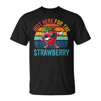 Vintage Retro Just Here For The Strawberry Dabbing Fruit T-Shirt - Thegiftio UK