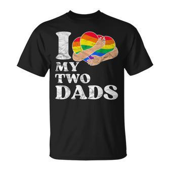 Vintage Retro I Love My Two Dads Gay Lgbtq Pride Month T-Shirt - Seseable
