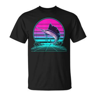 Vintage Retro Sunset Marlin T-Shirt - Seseable