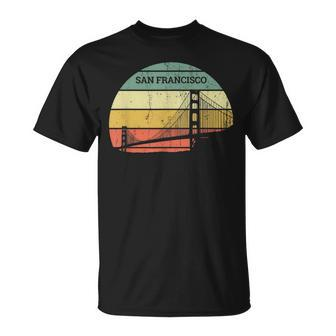 Vintage Retro Sunset San Francisco Golden Gate Bridge T-Shirt - Monsterry