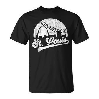 Vintage St Louis Skyline Game Day Retro Baseball T-Shirt - Monsterry CA