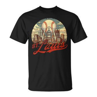 Vintage St Louis Skyline Gameday Retro Baseball T-Shirt - Monsterry CA