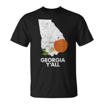 Vintage State Of Georgia Flag Peach Y'all T-Shirt - Monsterry DE