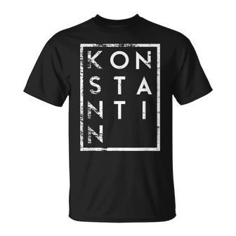 Vintage-Stil Schwarzes T-Shirt mit 'Konstantin' Aufdruck, Retro Design Tee - Seseable