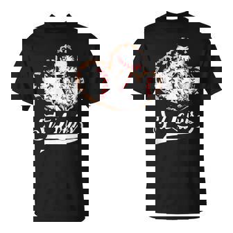 Vintage StLouis Baseball Leopard Heart Baseball Fans T-Shirt | Mazezy