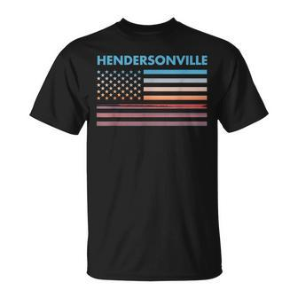 Vintage Sunset American Flag Hendersonville North Carolina T-Shirt | Mazezy AU