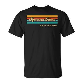 Vintage Sunset Stripes Anderson Island Washington T-Shirt - Monsterry DE