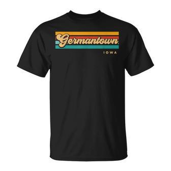 Vintage Sunset Stripes Germantown Iowa T-Shirt | Mazezy AU