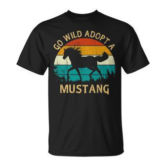 Vintage Sunset Wild Mustang Horse Go Wild Adopt A Mustang T-Shirt | Mazezy UK